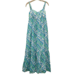 LILLY PULITZER Heidi Maxi Dress Sz 2 Blue Island Resort Tropical Coral Reef EUC